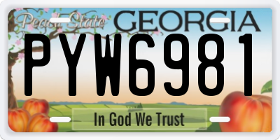 GA license plate PYW6981