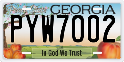 GA license plate PYW7002
