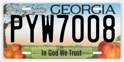 GA license plate PYW7008