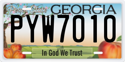 GA license plate PYW7010