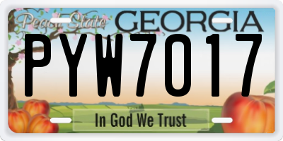 GA license plate PYW7017