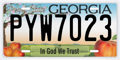 GA license plate PYW7023