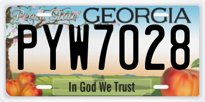 GA license plate PYW7028