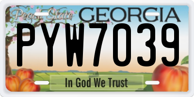 GA license plate PYW7039