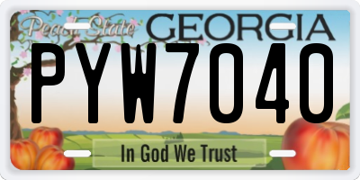 GA license plate PYW7040