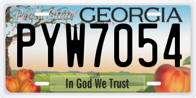GA license plate PYW7054