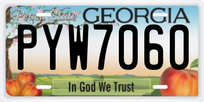 GA license plate PYW7060
