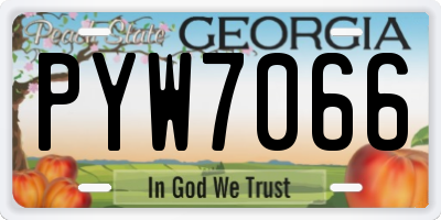 GA license plate PYW7066