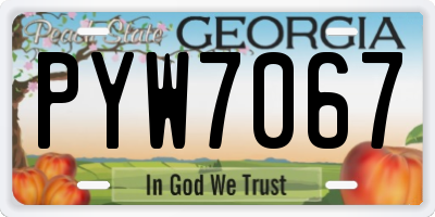 GA license plate PYW7067