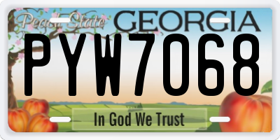 GA license plate PYW7068