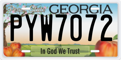 GA license plate PYW7072
