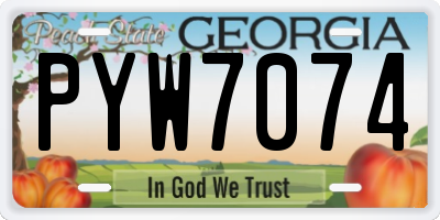 GA license plate PYW7074