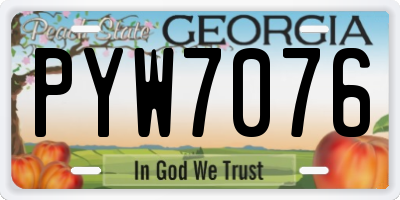 GA license plate PYW7076