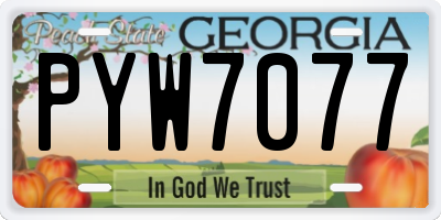 GA license plate PYW7077