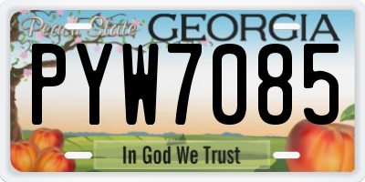 GA license plate PYW7085