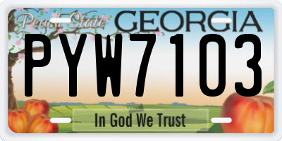 GA license plate PYW7103