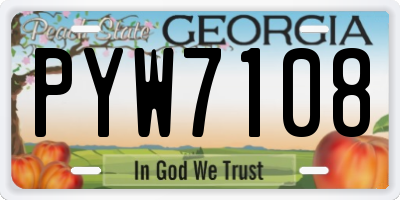 GA license plate PYW7108