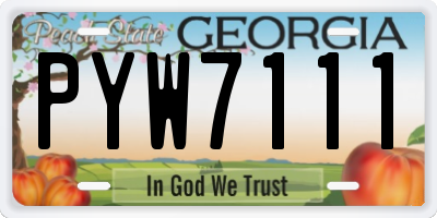 GA license plate PYW7111