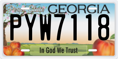 GA license plate PYW7118