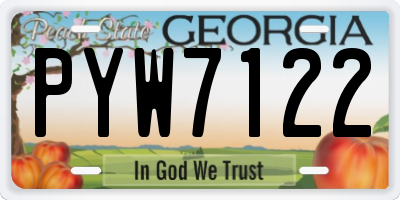 GA license plate PYW7122