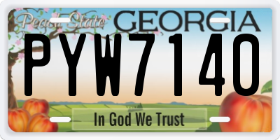 GA license plate PYW7140