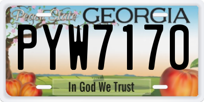 GA license plate PYW7170