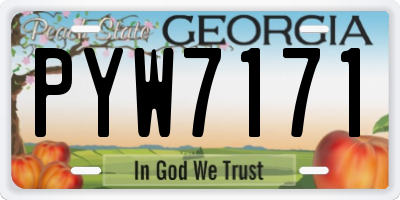 GA license plate PYW7171