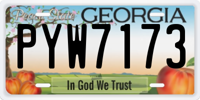 GA license plate PYW7173