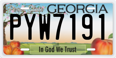 GA license plate PYW7191