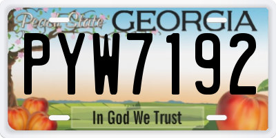 GA license plate PYW7192