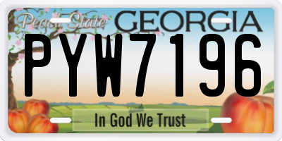 GA license plate PYW7196