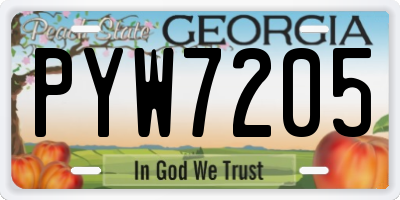 GA license plate PYW7205