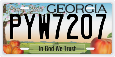 GA license plate PYW7207