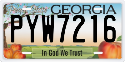 GA license plate PYW7216
