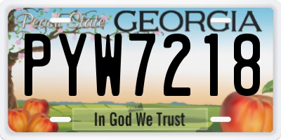 GA license plate PYW7218