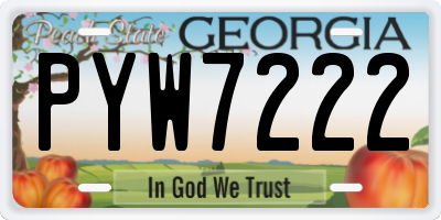 GA license plate PYW7222