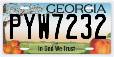 GA license plate PYW7232