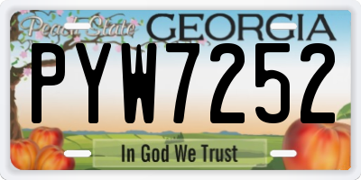 GA license plate PYW7252