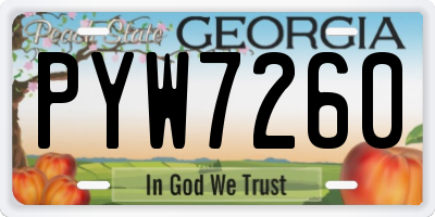 GA license plate PYW7260
