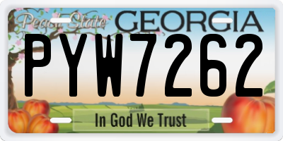 GA license plate PYW7262