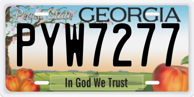 GA license plate PYW7277