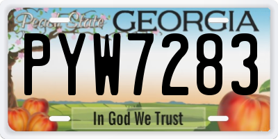 GA license plate PYW7283