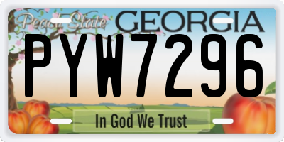 GA license plate PYW7296
