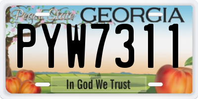 GA license plate PYW7311