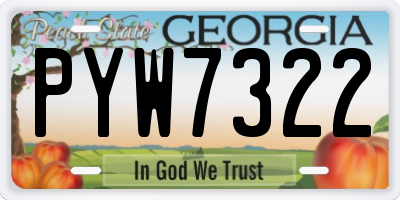 GA license plate PYW7322