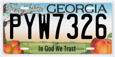 GA license plate PYW7326