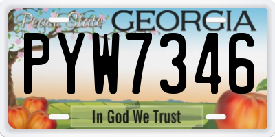 GA license plate PYW7346