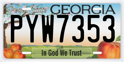GA license plate PYW7353