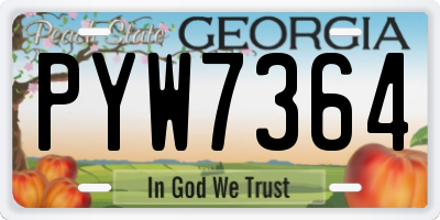 GA license plate PYW7364