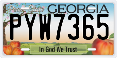 GA license plate PYW7365
